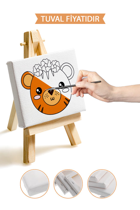 Sevimli Kaplan Ön Çizimli Boyama Tuvali 9178