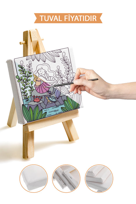 Sevimli Deniz Kızı Ön Çizimli Boyama Tuvali 9151