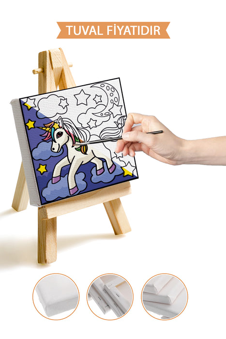 Sevimli Unicorn Ön Çizimli Boyama Tuvali 9222