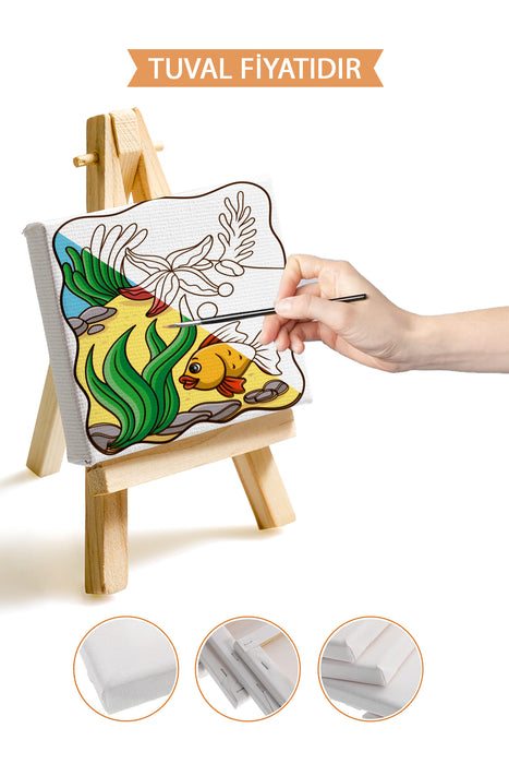 Sevimli Denizaltı Manzarası Ön Çizimli Boyama Tuvali 9014