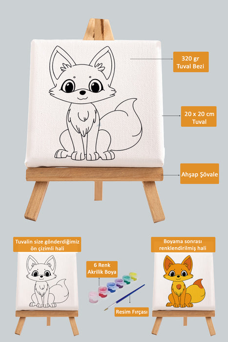 Sevimli Tilki, Çocuk Eğitici Tuval Boyama Hobi Seti 9122