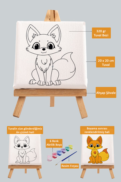 Sevimli Tilki, Çocuk Eğitici Tuval Boyama Hobi Seti 9122