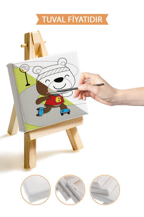 Sevimli Ayı Ön Çizimli Boyama Tuvali 9192