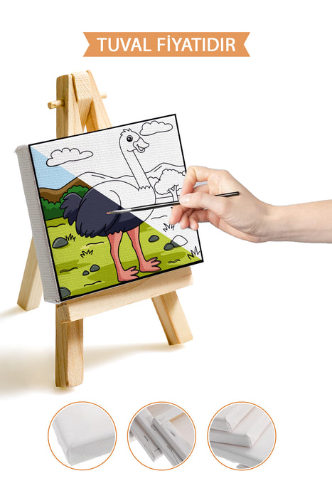 Sevimli Devekuşu Ön Çizimli Boyama Tuvali 9194