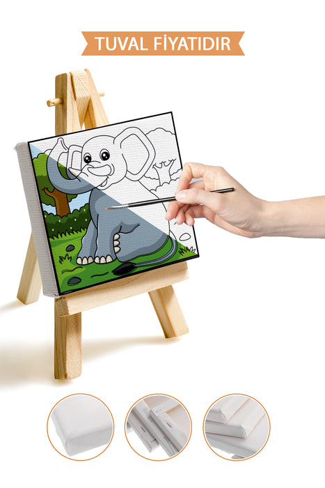 Sevimli Fil, Çocuk Eğitici Tuval Boyama Hobi Seti 9118