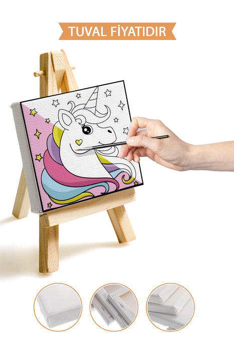 Sevimli Unicorn Ön Çizimli Boyama Tuvali 9217