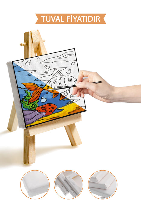 Sevimli Balık Ön Çizimli Boyama Tuvali 9128