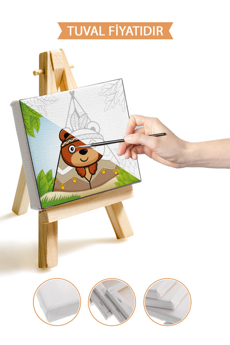 Sevimli Kampçı Ayı Ön Çizimli Boyama Tuvali 9011