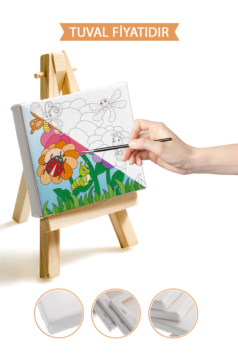 Çiçekler ve Hayvanlar Ön Çizimli Boyama Tuvali 9081