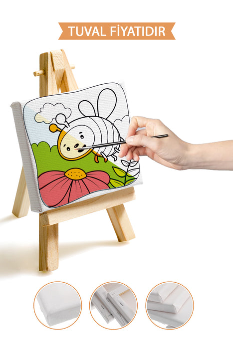 Sevimli Arı Ön Çizimli Boyama Tuvali 9038