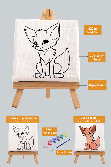 Sevimli Tilki, Çocuk Eğitici Tuval Boyama Hobi Seti 9121