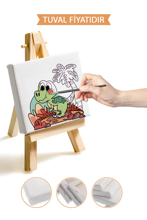 Sevimli Dinazor Ön Çizimli Boyama Tuvali 9111