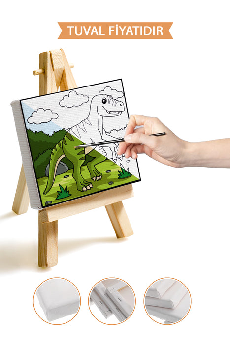 Sevimli Yavru Dinazor Ön Çizimli Boyama Tuvali 9225