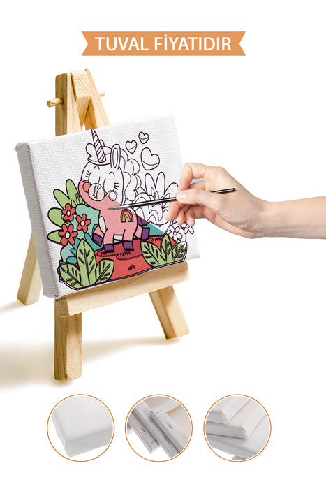 Sevimli Unicorn Ön Çizimli Boyama Tuvali 9214