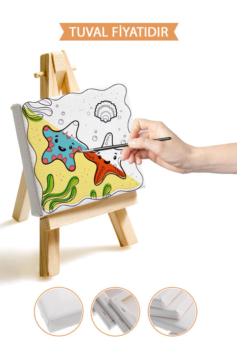 Sevimli Deniz Yıldızları Ön Çizimli Boyama Tuvali 9183