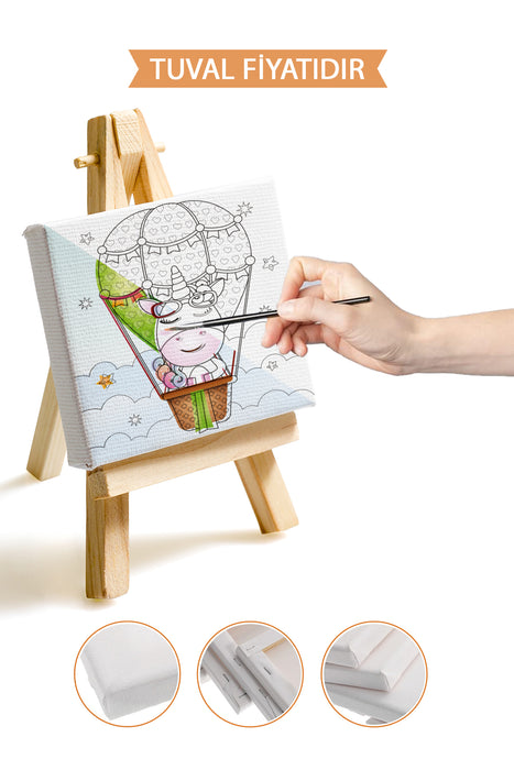 Sevimli Unicorn Ön Çizimli Boyama Tuvali 9064