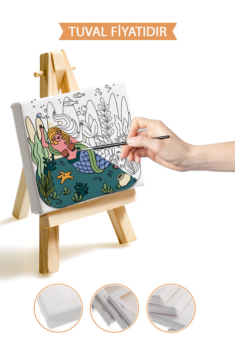 Sevimli Deniz Kızı Ön Çizimli Boyama Tuvali 9150