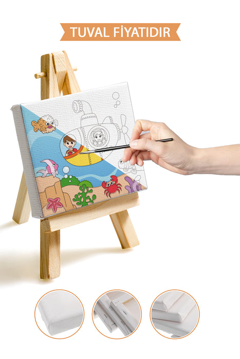 Sevimli Denizaltı Manzarası Ön Çizimli Boyama Tuvali 9073