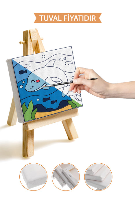 Sevimli Yunus Balığı Ön Çizimli Boyama Tuvali 9146