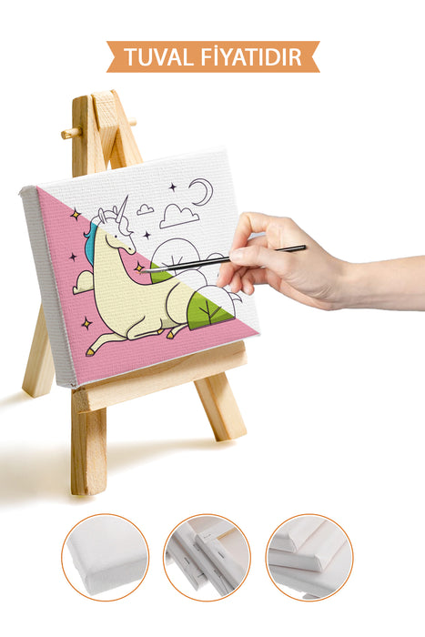 Sevimli Unicorn Ön Çizimli Boyama Tuvali 9156