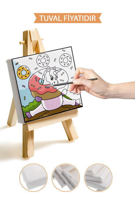 Sevimli Unicorn Ön Çizimli Boyama Tuvali 9204