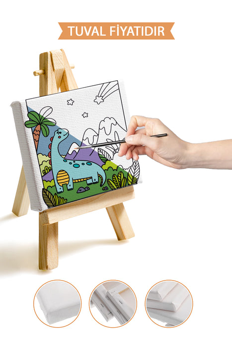 Sevimli Yavru Dinazor Ön Çizimli Boyama Tuvali 9144