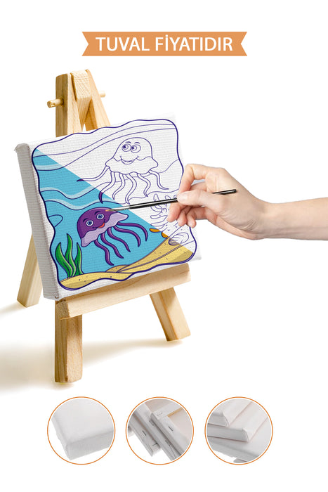 Sevimli Denizanaları Ön Çizimli Boyama Tuvali 9017