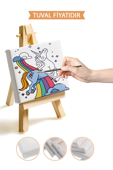 Sevimli Unicorn Ön Çizimli Boyama Tuvali 9157