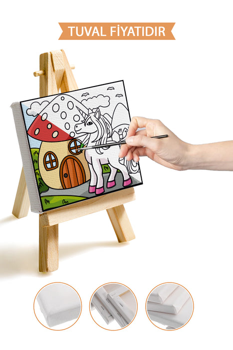 Sevimli Unicorn Ön Çizimli Boyama Tuvali 9216