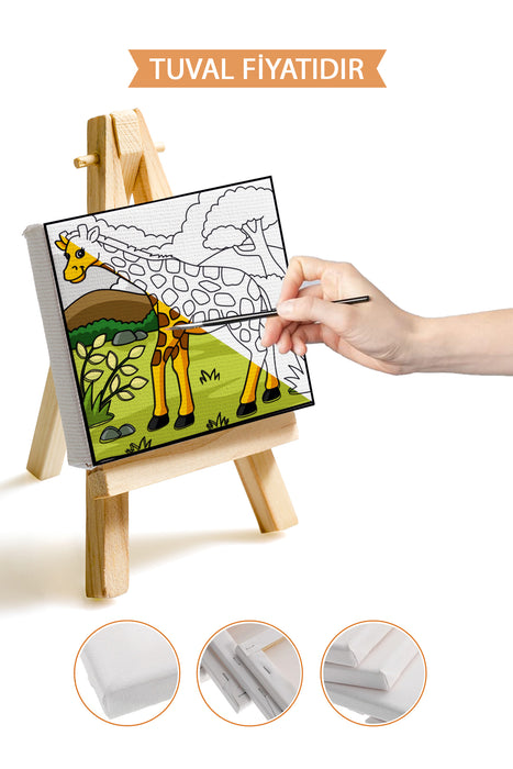 Sevimli Zürafa Ön Çizimli Boyama Tuvali 9126