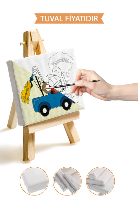 Sevimli Fare Ön Çizimli Boyama Tuvali 9200