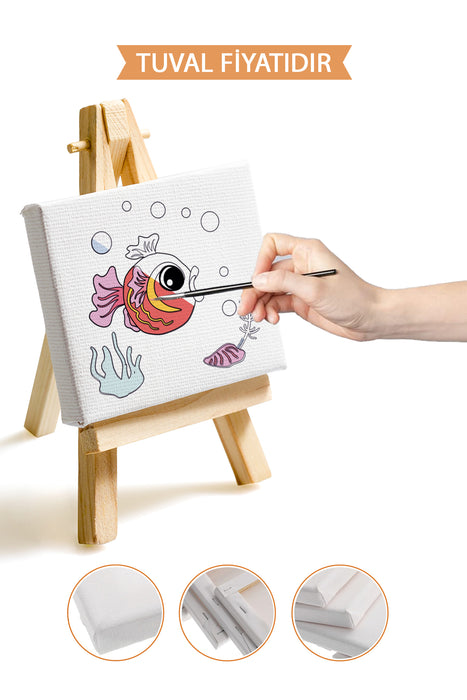 Sevimli Balık Ön Çizimli Boyama Tuvali 9061