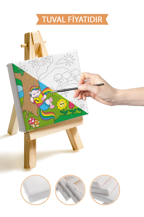 Sevimli Unicorn Kızı Ön Çizimli Boyama Tuvali 9101