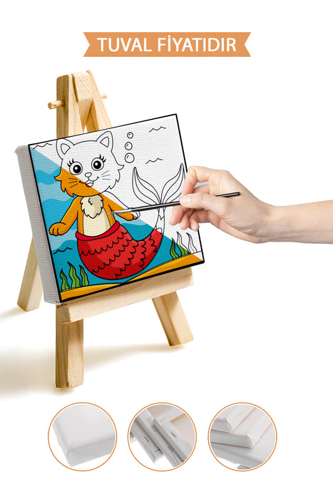 Sevimli Kedibalık Ön Çizimli Boyama Tuvali 9021