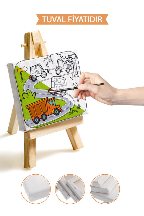 Erkek Çocuğu Trafik Ön Çizimli Boyama Tuvali 9041