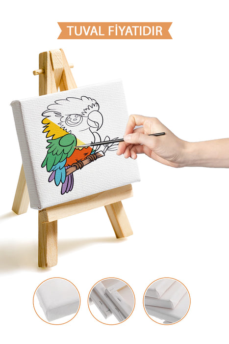 Sevimli Papağan Ön Çizimli Boyama Tuvali 9083