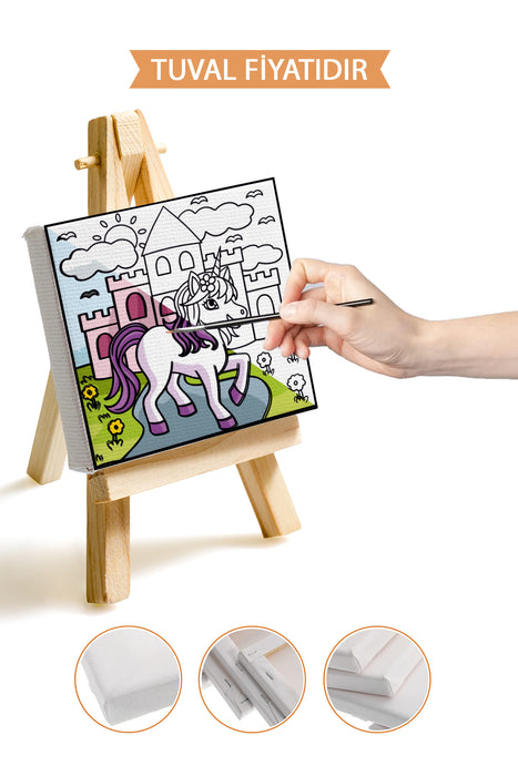 Sevimli Unicorn Ön Çizimli Boyama Tuvali 9220