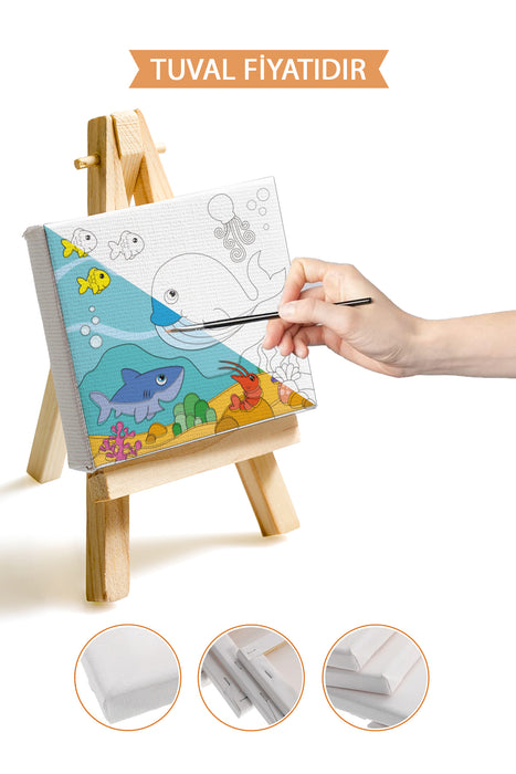 Sevimli Denizaltı Manzarası Ön Çizimli Boyama Tuvali 9095