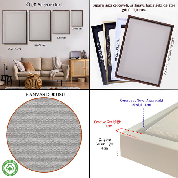 Dikdörtgen Siyah Çerçeveli Tuval