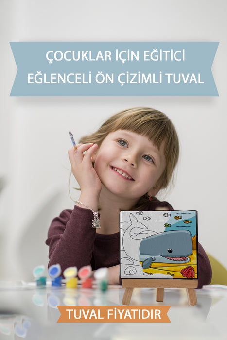 Güleryüzlü Koca Balina Ön Çizimli Boyama Tuvali 9205