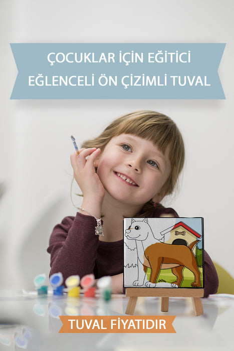 Sevimli Yavru Köpek Ön Çizimli Boyama Tuvali 9196