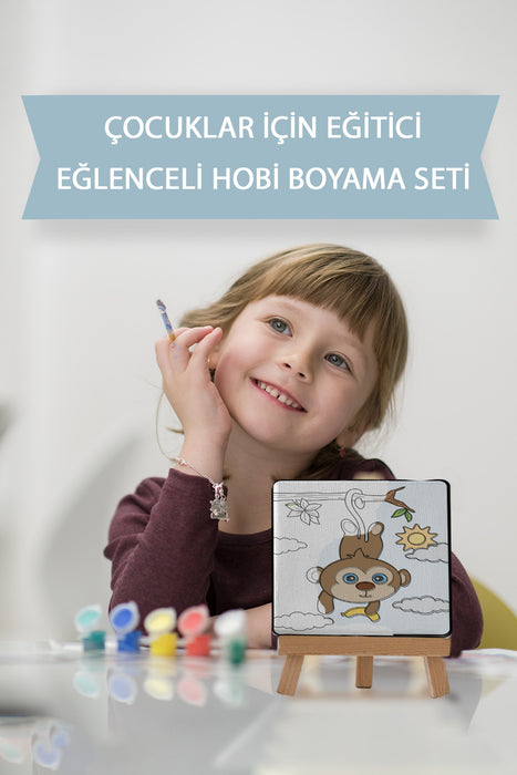 Sevimli Maymun, Çocuk Eğitici Tuval Boyama Hobi Seti 9168