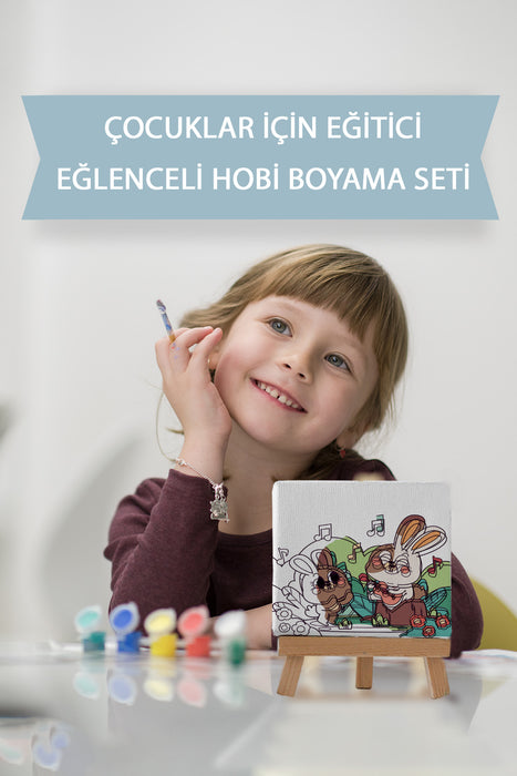 Sevimli Tavşanlar, Çocuk Eğitici Tuval Boyama Hobi Seti 9131