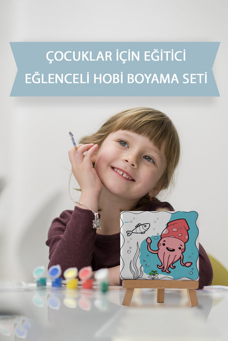 Sevimli Denizaltı Canlıları, Çocuk Eğitici Tuval Boyama Hobi Seti 9182