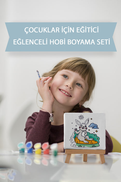 Sevimli Tavşan, Çocuk Eğitici Tuval Boyama Hobi Seti 9134