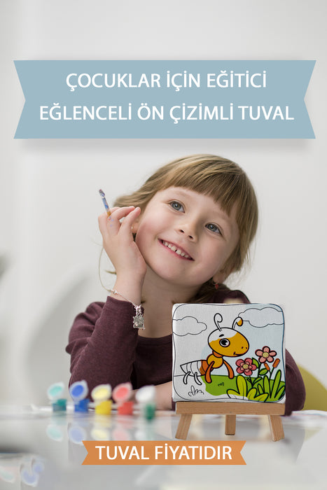 Sevimli Karınca Ön Çizimli Boyama Tuvali 9036