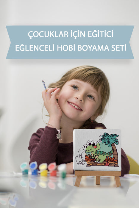 Sevimli Dinazor, Çocuk Eğitici Tuval Boyama Hobi Seti 9111