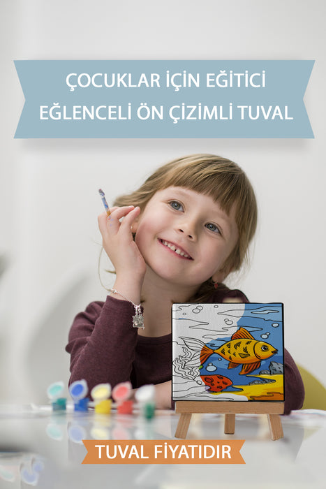 Sevimli Balık Ön Çizimli Boyama Tuvali 9128