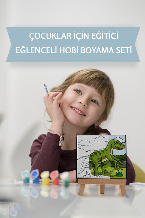 Sevimli Yavru Dinazor, Çocuk Eğitici Tuval Boyama Hobi Seti 9225