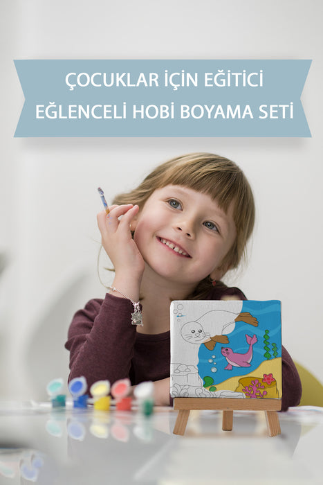 Sevimli Fok Balıkları, Çocuk Eğitici Tuval Boyama Hobi Seti 9034